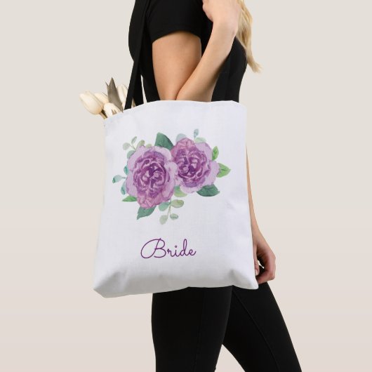 Paarse Rozen bruids Tote Bag (Dichtbij)