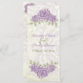 paarse rozen bruiloft ceremonie programmakaart (Voorkant / Achterkant)