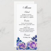 Paarse rozen bruiloft dinermenu Floral menu party (Voorkant / Achterkant)
