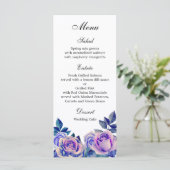 Paarse rozen bruiloft dinermenu Floral menu party (Staand voorkant)
