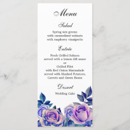 Paarse rozen bruiloft dinermenu Floral menu party