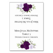 Paarse Rozen Bruiloft DIY Vouw Plaats Kaart w / Ma (Voorkant)