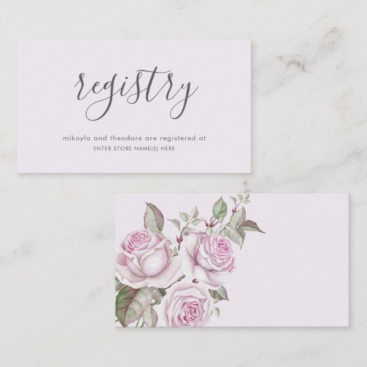 Paarse Rozen bruiloft Informatiekaartje (Voorkant / Achterkant)