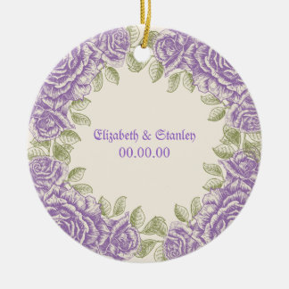  paarse rozen bruiloft keramisch ornament