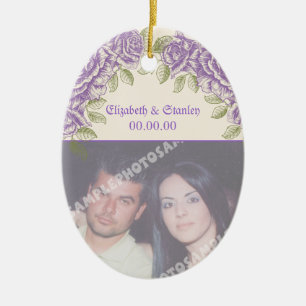 paarse rozen bruiloft keramisch ornament