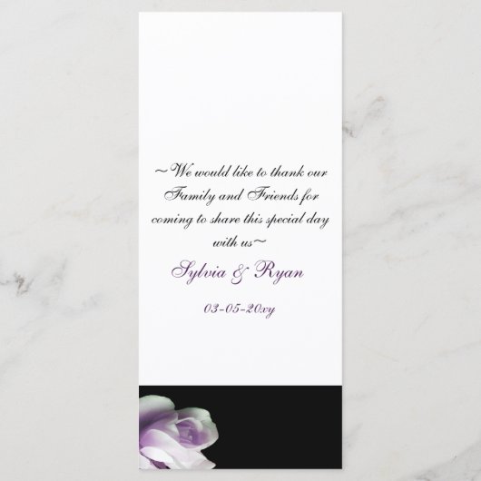 paarse rozen bruiloft menu (Achterkant)