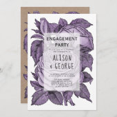 Paarse rozen bruiloft met touw kaart (Voorkant / Achterkant)