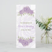 paarse rozen bruiloft programma programmakaart (Staand voorkant)