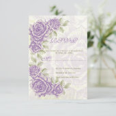 Paarse  rozen bruiloft RSVP antwoordkaart (Staand voorkant)