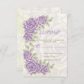 Paarse  rozen bruiloft RSVP antwoordkaart (Voorkant / Achterkant)