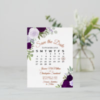 Paarse Rozen bruiloft Save the Date Roos Gold