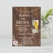Paarse Rozen Bubble & Brews Couples Shower Kaart (Staand voorkant)