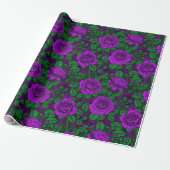 Paarse rozen cadeaupapier (Uitgerold)