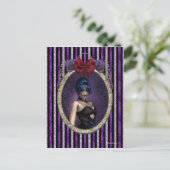 Paarse Rozen Cameo Gothic Steampunk Pinup Briefkaart (Staand voorkant)