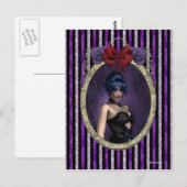 Paarse Rozen Cameo Gothic Steampunk Pinup Briefkaart (Voorkant / Achterkant)