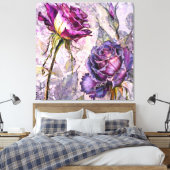 Paarse Rozen Canvas Print (Insitu (Slaapkamer))