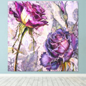 Paarse Rozen Canvas Print (Insitu (Houten vloer))