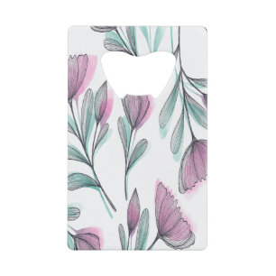 Paarse rozen creditkaart flessenopener