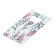 Paarse rozen creditkaart flessenopener (Voorkant Gekanteld)