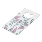 Paarse rozen creditkaart flessenopener (Achterkant Gekanteld)