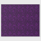 Paarse Rozen Damask Gothic Wrapping Paper Cadeaupapier (Vlak)