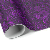 Paarse Rozen Damask Gothic Wrapping Paper Cadeaupapier (Rol Hoek)