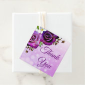 Paarse Rozen Dank Je Bedankjes Labels (In situ)