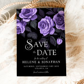 Paarse Rozen Dark Moody Floral Gothic Wedding Save The Date