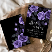 Paarse Rozen Dark Moody Floral Gothic Wedding Save The Date