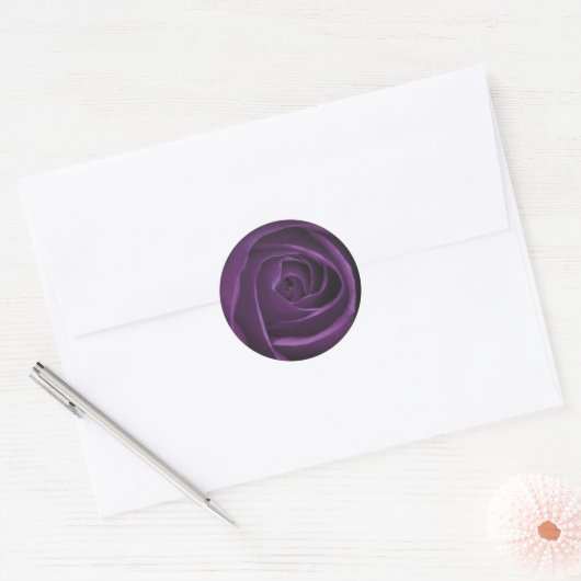 Paarse Rozen Design Sticker (Envelop)