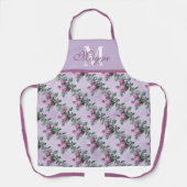 Paarse Rozen diagonale strepen op Polka Dots Schort (Voorkant)