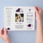 Paarse Rozen DIY driezijdig katholiek huwelijkspro Flyer (Hand)