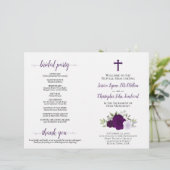 Paarse Rozen DIY Vouw Katholiek Trouwprogramma (Staand voorkant)