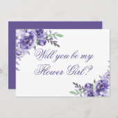 Paarse Rozen | Elegant Bruidsfeestvoorstel Kaart (Voorkant / Achterkant)