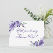 Paarse Rozen | Elegant Bruidsfeestvoorstel Kaart (Staand voorkant)