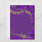 Paarse Rozen Elegant Emerald Charro Quinceanera Kaart (Achterkant)