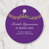 Paarse Rozen Elegant Floral Charro Quinceanera Bedankjes Labels (Achterkant)