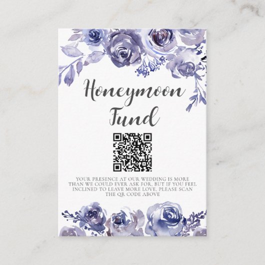 Paarse Rozen Elegant Floral Wedding Honeymoon Fond Informatiekaartje (Voorkant)