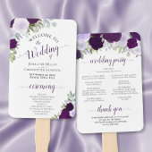 Paarse Rozen Elegant Floral Wedding Programme Handwaaier