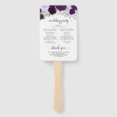 Paarse Rozen Elegant Floral Wedding Programme Handwaaier (Achterkant)