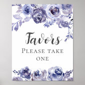 Paarse Rozen Elegant Floral Winter Weddenschappen Poster (Voorkant)