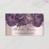 Paarse Rozen Elegant Logo Event Planner Visitekaartje (Voorkant)