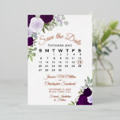 Paarse Rozen Elegant Save the Date Roos Gold Folie Uitnodiging (Staand Voorkant)