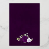 Paarse Rozen Elegant Save the Date Roos Gold Folie Uitnodiging (Achterkant)