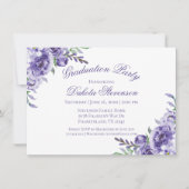 Paarse Rozen | Elegant Waterverf Afstuderen Kaart (Voorkant)