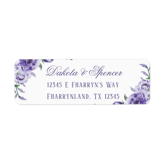 Paarse Rozen | Elegant Waterverf retouradres Etiket (Voorkant)