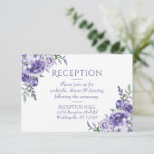 Paarse Rozen | Elegante bloemenontvangstruimte RSVP Kaartje (Staand voorkant)