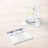 Paarse Rozen Elegante Bloemwinter Save the Date Kartonnen Onderzetters (Insitu)