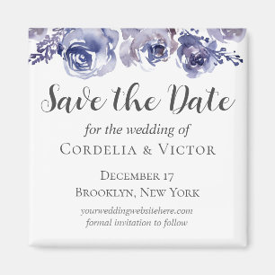 Paarse Rozen Elegante Bloemwinter Save the Date Magneet