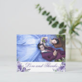 Paarse Rozen | Elegante Floral Boho dank u foto Briefkaart (Staand voorkant)